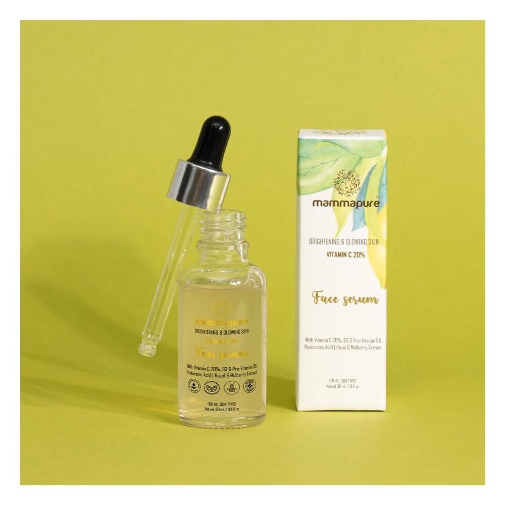 Mammapure Vitamin C Face serum 20% |Brightening, Glowing Skin, Hydrates |For Dark Circles, Fine Lines |Anti aging |30ml - Image 2