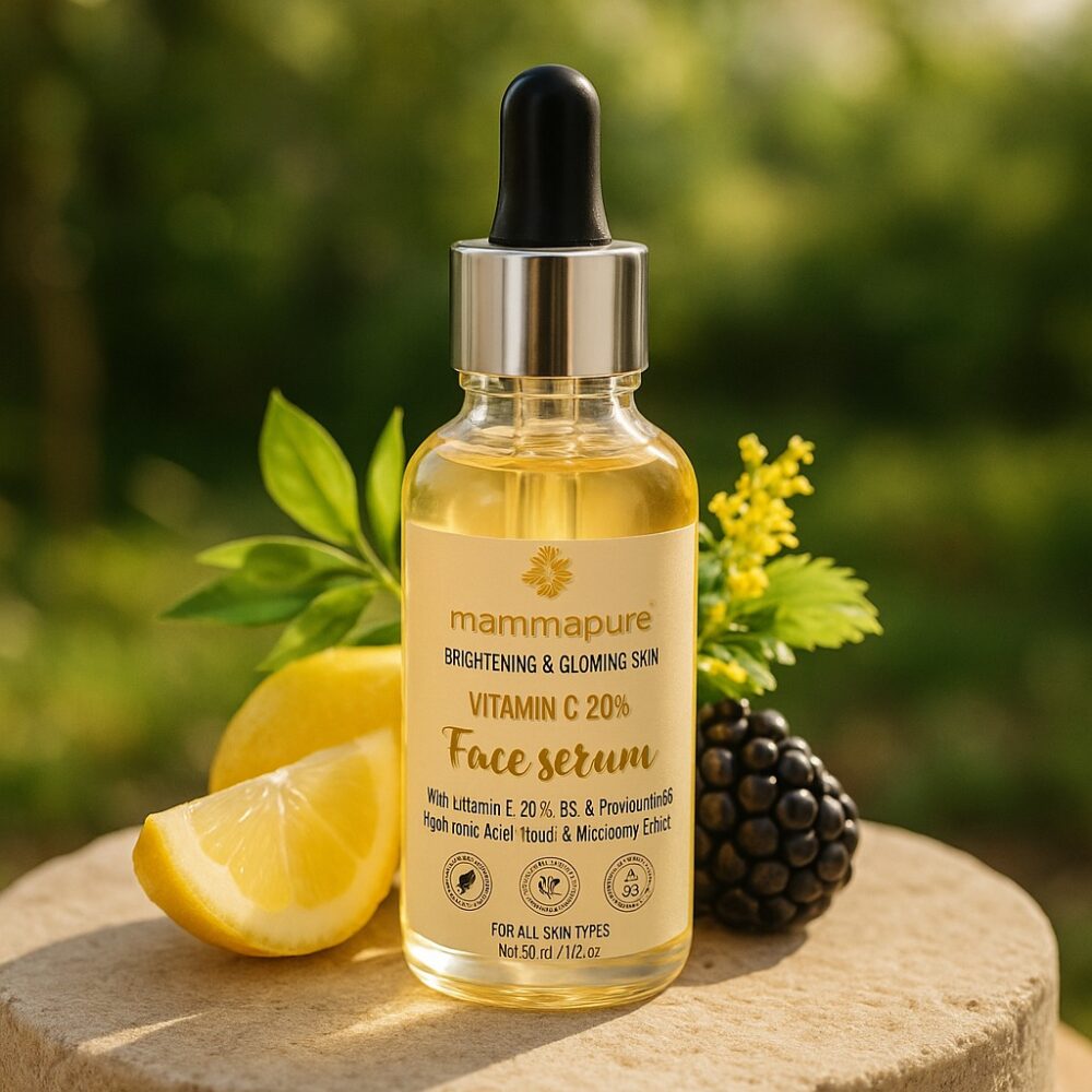 Mammapure Vitamin C Face serum 20% |Brightening, Glowing Skin, Hydrates |For Dark Circles, Fine Lines |Anti aging |30ml
